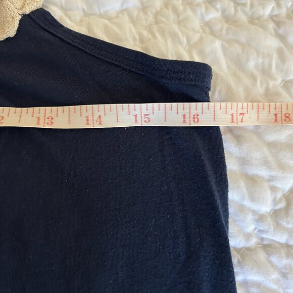 Mudd Medium Ladies Blouse Dressy Tank Top Shirt Navy Cream Office Travel Party - Picture 7 of 9